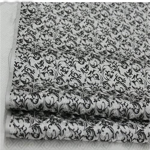 HLQON brocade malt flower white black fabric patchwork felt tissue telas bed sheet cheongsam dress children cloth 75cm width