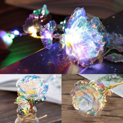 Artificial Flowers Led Rose ValentineS Day Creative Gift 24K Foil Plated Rose Lasts Forever Love Wedding Decor Lighting Roses