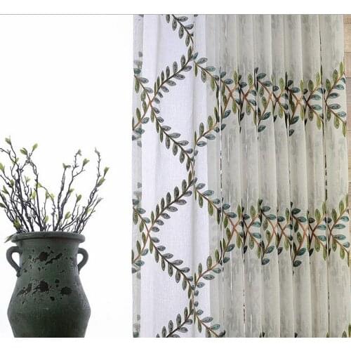 Exquisite Embroidery Olive Branch Tulle Curtains Window Sheer Voile Curtain Cortinas For Living Room rideaux pour le salon CL-27