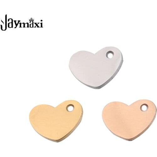 Jaymaxi 7.5*10mm Heart Charm Stainless Steel Mirror Polished DIY Tag Small Jewelry Findings for Necklace Bracelet 20Pieces/lot