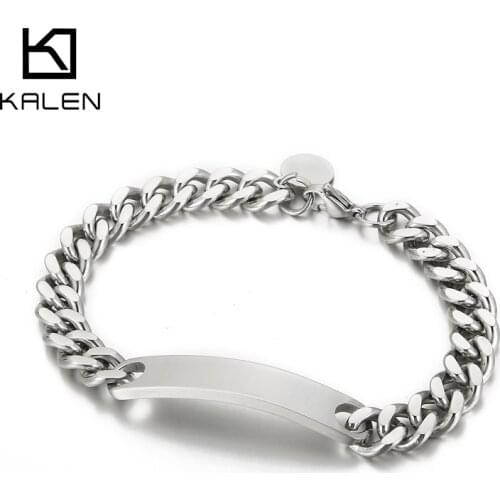 Kalen Personality 9mm Steel Color Mens Link Cuban Chain Party Jewelry Gift Bracelet
