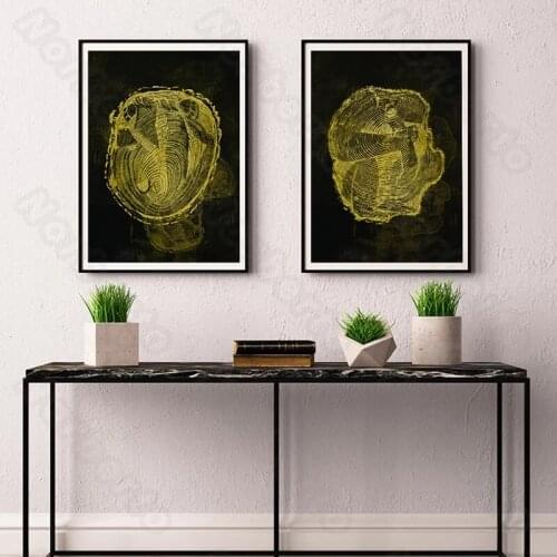 Modern Style Canvas Painting Poster and Print Minimalist Art Golden Tree Rings In Black Background for Home Rooms Wall Decoratio