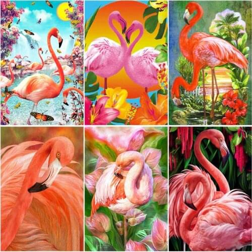 RUOPOTY Picture Diy Oil Painting By Numbers Kits Flamingo Acrylic Wall Art Home Decors Animals Coloring By Numbers For Diy Gift