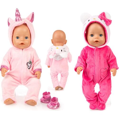 New 2pcs/set Suit+Shoes Dolls Outfit For 17 inch 43cm Baby Doll Cute Jumpers Rompers Doll Clothes