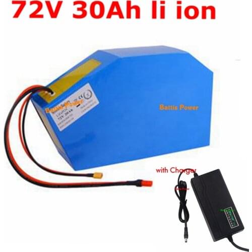 72v 30Ah lithium ion triangle battery 18650 BMS 20S li ion for 5000w 3000W Mountain Bike scooter Motorcycle + 5A charger