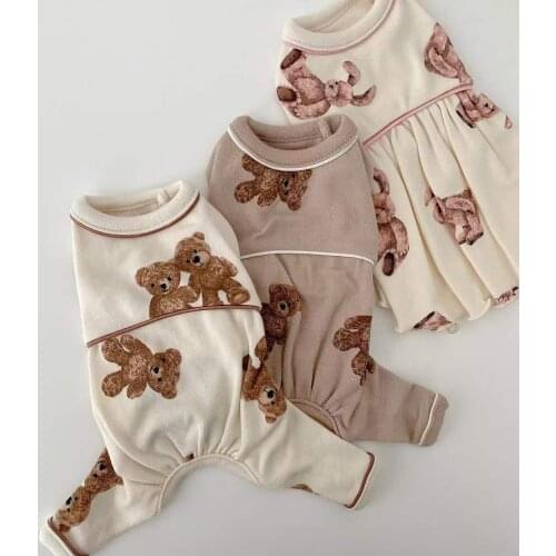 Spring Autumn Cute Bear Two-Legged Clothes Dog Home Clothes Pet Comfortable Hoodies For Puppy Small Dogs Clothes Akita Pug Coat