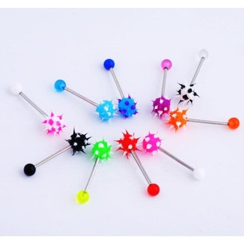 Fashion Women Men Body Piercing Jewelry Colorful Rock Personality Rubber Stainless Barbell Tongue Ring