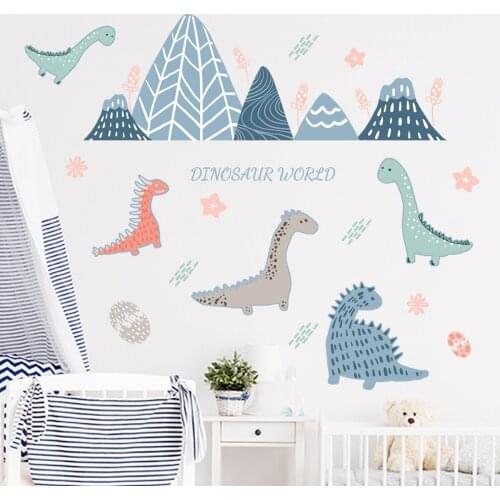 Cartoon Dinosaur World Wall Stickers Kids Room Boy Bedroom Decor Aesthetic Nursery Wall Decoration Decal Self-adhesive Wallpaper