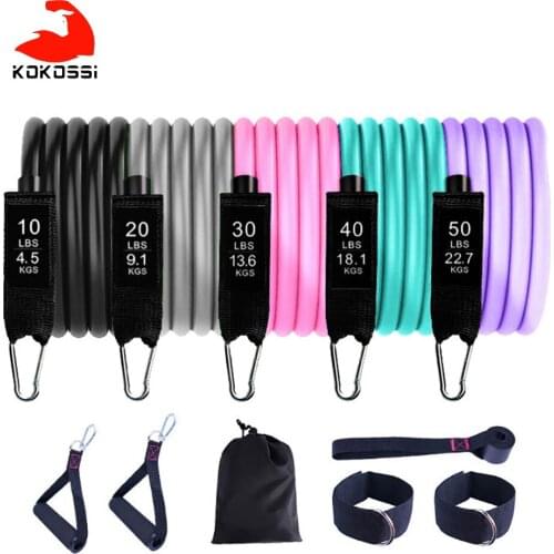 KoKossi 150Lbs Pull Rope Set Yoga Stretch Rope Portable Exercise Equipment Home Gym Workout Resistance Bands Unisex Fitness Tool