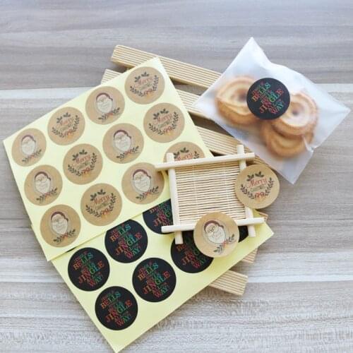 120pcs Santa Claus Kraft Paper Sticker Merry Christmas Garland Jingle Bell Seal Sticker DIY Paper Label Kid Stationery Stickers
