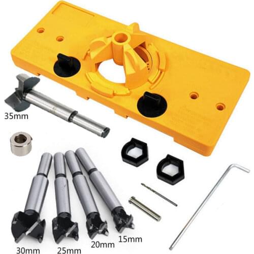 15mm-35mm Cup Style Hinge Jig Boring Hole Drill Guide Forstner Door Hole Template Wood Cutter Carpenter Woodworking Tools