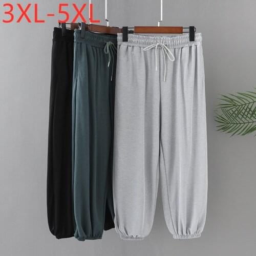 New 2021 Ladies Summer Plus Size Jogger Pants For Women Large Loose Casual Belt Gray Green Cropped Trousers 3XL 4XL 5XL