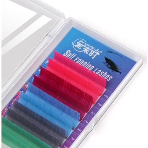 NEWCOME Multi Color Easy Fan Lashes Pink/Rose/Blue/Grey/Green/White Colors Auto Blooming Eyelash Extension Makeup Tool