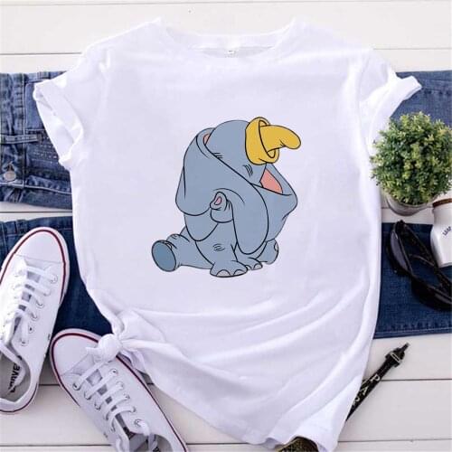 New Fashion Elephant Dumbo Tshirts Graphic Top Tee Women Harajuku Kawaii T Shirt Female Funny Cartoon T-shirt Drop Ship