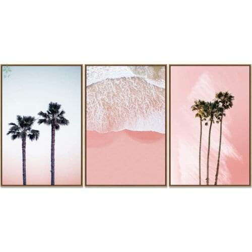 Palm Tree In The Pink Beach Oil Painting Prints Home Artwork Decoration For Living Room Bedroom