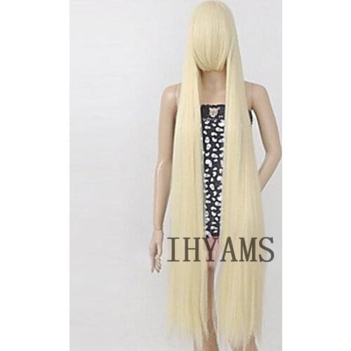 60cm 80cm 100cm 120cm 150cm Chii Blonde Straight Long Synthetic Cosplay Wigs Hair For Women Girl Costume Party + Wig Cap