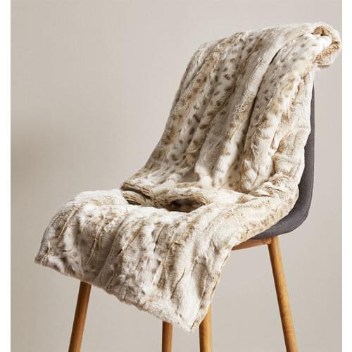 Microfiber PV Plush Blankets Warm Fluffy Leopard Print Faux Rabbit Hair Sofa Chair TV Throws Airplane Portable Travel Blankets