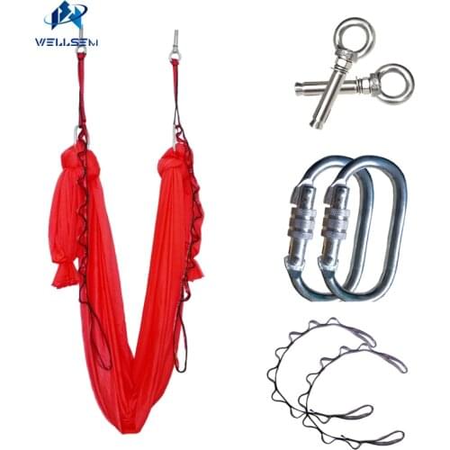 Professional Aerial Yoga Hammock Swing Trapeze Anti-Gravity Inversion Traction touch +carabiner +daisy chain +top mount full set