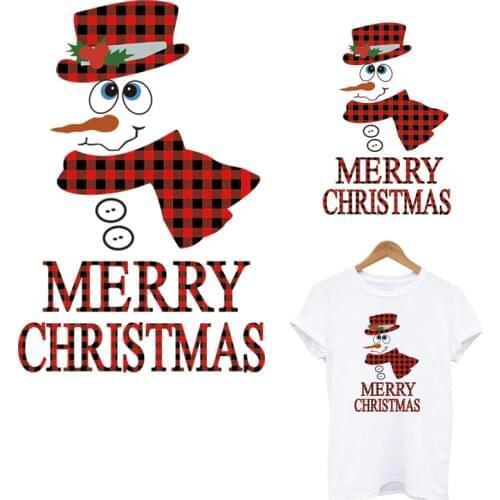 Christmas Snowman Thermo Patches Strips Sticker On Clothes DIY Washable Heat Transfer T-shirt Hoodies Christmas Patch Decor Gift