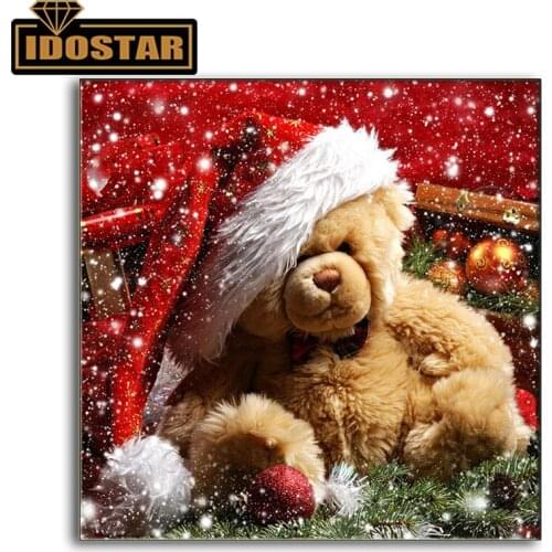 Needlework 5D DIY Diamond Painting Christmas Bear Cross Stitch Diamond Embroidery Full Round Diamond Mosaic Decor Gift Paintings