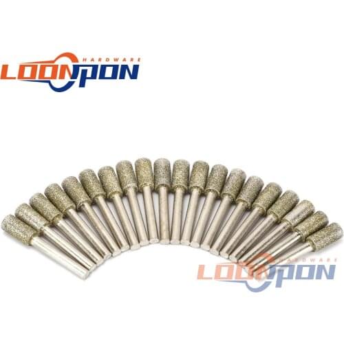 1/10Pc Diamond Coated Cylinder Shaped Grinding Head 6MM Shank 46/150# Abrasive Tool