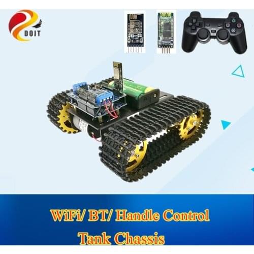 T101 Bluetooth/Handle/WiFi RC Control Robot Tank Chassis Car Kit with UNO R3 Development Board+ Motor Driver Board DIY Toy