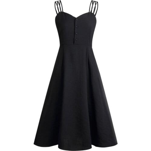 WWENN Women dress demon girl original black spring and Summer 2021 sexy high waist femme dress Off shoulder sleeveless dresses