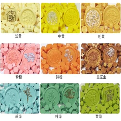 Yellow series 100pcs Wax Seal Beans Stamp Beads for Vintage Craft Envelope Wedding Ancient Sealing Wax Stamp Making Tools