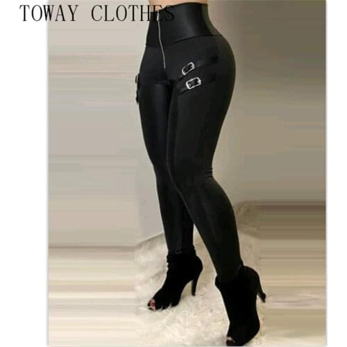 Women Casual Plain Zipper Design High Waist Skinny Pants Casual Chic Daily Long Pants