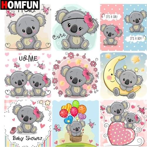 HOMFUN Rhinestone Painting Crystal Decor Diy Diamond Painting "Koala cartoon" 3D Cross Stitch Pattern Diamond Embroidery