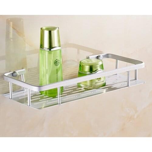 1PC Hot Sale Fashion New Space Aluminum Bathroom Shelf Bath Shampoo Towel Basket Rack Hot Sale KF 2004