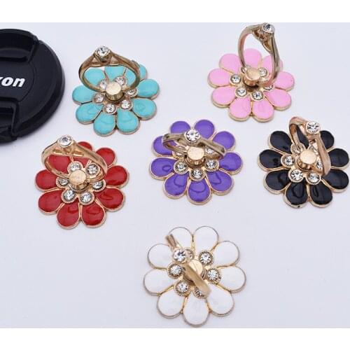 10pcs Flower mobile phone bracket metal diamond 360 degree rotating mobile phone ring buckle bracket small flower Phone Holders