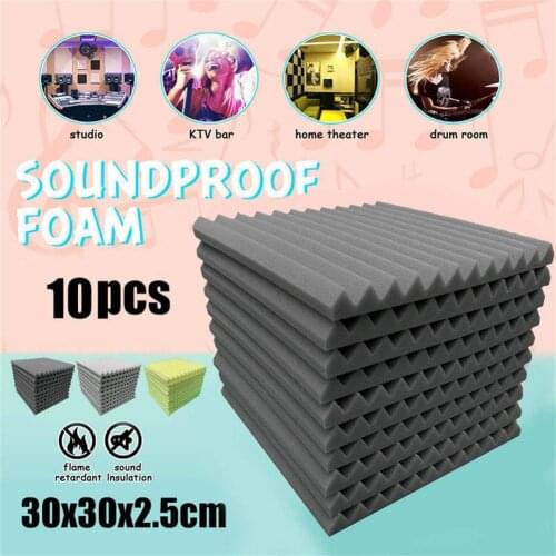 10pcs/set Triangular Acoustic Foam Soundproof Foam Sound Absorption Panel Sound Insulation Cotton Protective Sponge