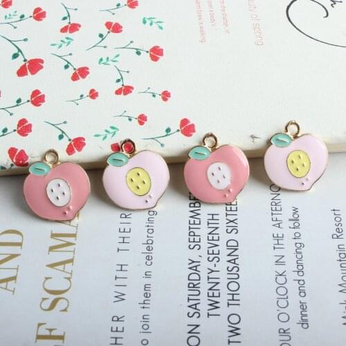 10pcs Peach Fruit Enamel Charms Craft Metal Pandent Keychain DIY Jewelry Making Zinc Alloy