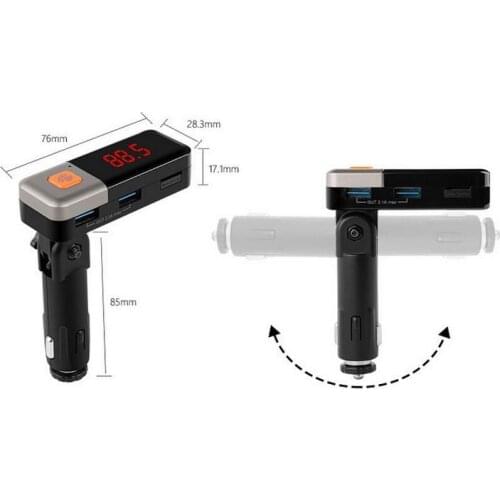 2016 New Arrival Bluetooth Car Kit 180 Degree FM Transmitter With USB Charger MP3 Player