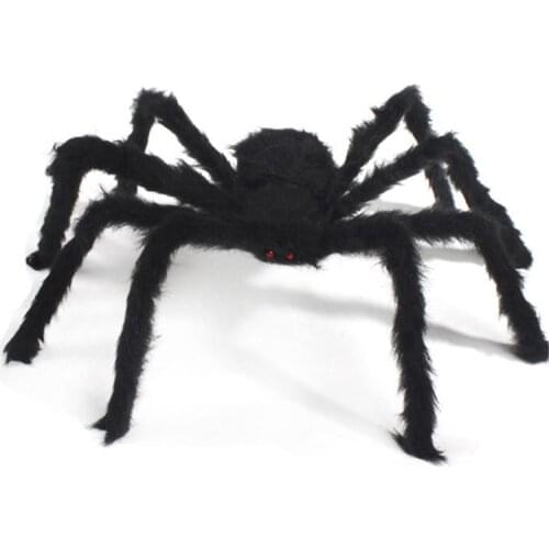 30cm 50cm 75cm size Practical Jokes Props Halloween Horrible Big Black Furry Fake Spider Creep Trick Or Treat Halloween