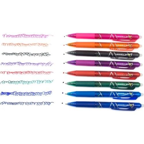 4 Pcs Magic Pen Erasable Gel Pen 0.5mm 8 Colors Refill Student Stationery Writing Pen