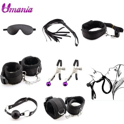 BDSM Sex Bondage 7 pcs/set Adult Restraints Mouth Gag Sex Handcuffs Bondage Sex Toys For Couples Women Slave Adult Sex Toys