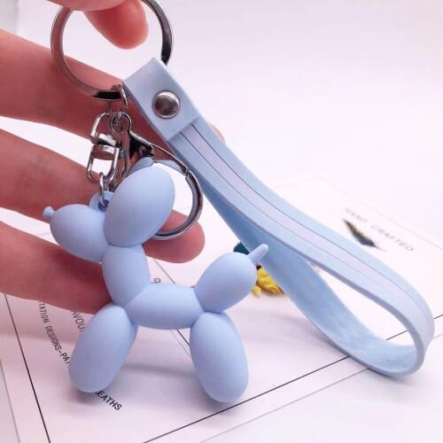 Cute Balloon Dog Resin Keychain Key Ring Fashion Cotton Cartoon PU Creative Car Bag Phone Pendant Key Chain for Women Jewelry