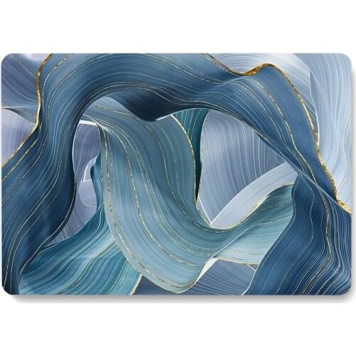 Abstract Green Golden Line Pattern Laptop Case For MacBook Retina Air 11 12 13.3 New Pro 15.4 16 inch Cover shell