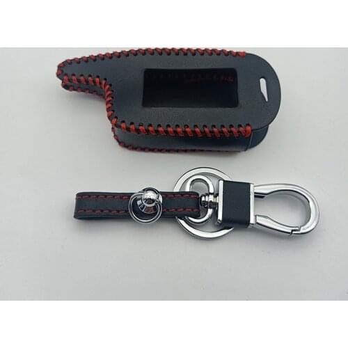 Leather case cover for Scher-khan Logicar A B lcd russian version remote two way car alarm 4 buttons car key case cover
