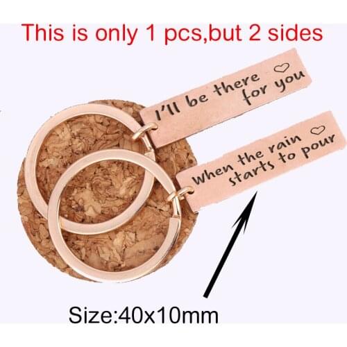 Double-sided Fashion Keychain Engraved:When The Rain Starts To Pour.I'll Be There For You. Couple Girlfriend Boyfriend Gift