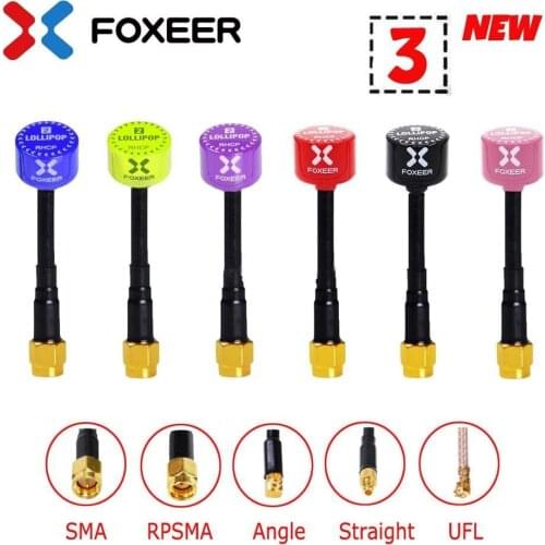 Foxeer FPV Antenna Lollipop 3 V3 Antenna 5.8G 2.3Dbi RHCP FPV SMA RPSMA UFL Straight/Angle MMCX 7.2g For RC FPV Drone DIY Toys
