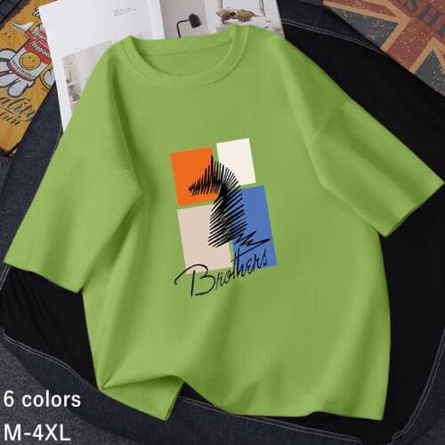 Футболка T Shirt Woman 2021 Summer Tops Short Sleeve Oversized T Shirts Cotton Print O-Neck Women Tee Shirt Femme Casual M-4XL