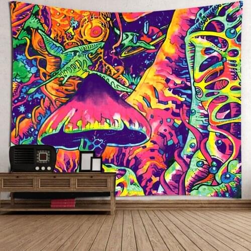 Mushroom Tapestry Colorful Mountain Mushroom Tapestry Psychedelic Galaxy Space Tapestry Hippie Wall Tapestry Fantasy Planets Tap