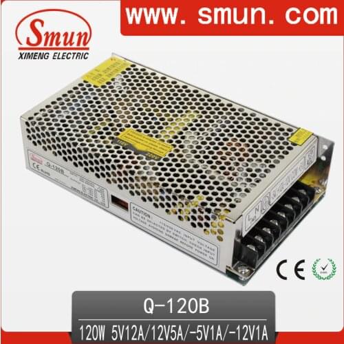 Hot Sale SMUN Q-120B 120W 5V12A/12V5A/-5V1A/-12V1A Quad output switching power supply with CE ROHS 1 year warranty
