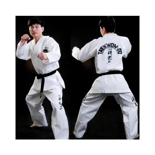 ITF Child Adult Suitable White Suits HOT SALE Taekwondo Doboks Professional Uniform Exquisite Embroidery 55% Cotton Comfortable