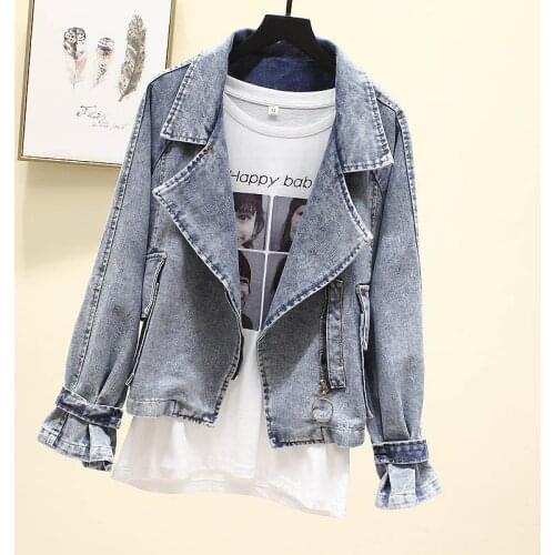 Short Denim Jacket Women Coat 2021 Spring And Autumn New Loose Retro Old Suit Collar Top Student Clothing