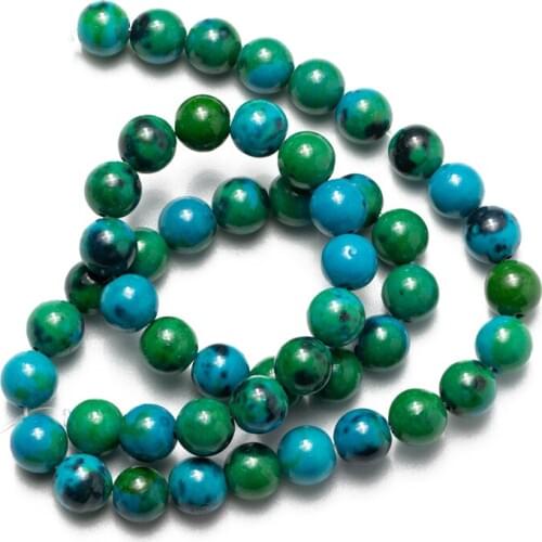 Wholesale Natural Chrysocolla Azurite Stone Beads Loose Round Beads Needlework for Jewelry Making 4 6 8 10 12mm DIY Bracelet