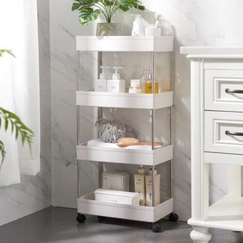 JOYLIVE Kitchen Condiment Shelf Storage Rack with Wheels Multi-Layer Shower Room Storage Rack Towel Rack Bathroom Toilet